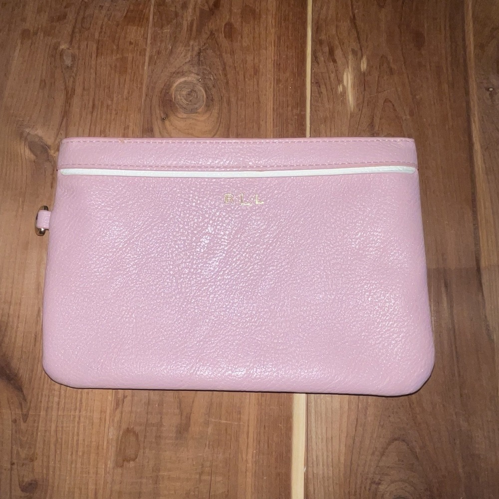 Ralph Lauren Pink Zipper Pouch Faux Leather  Barbie